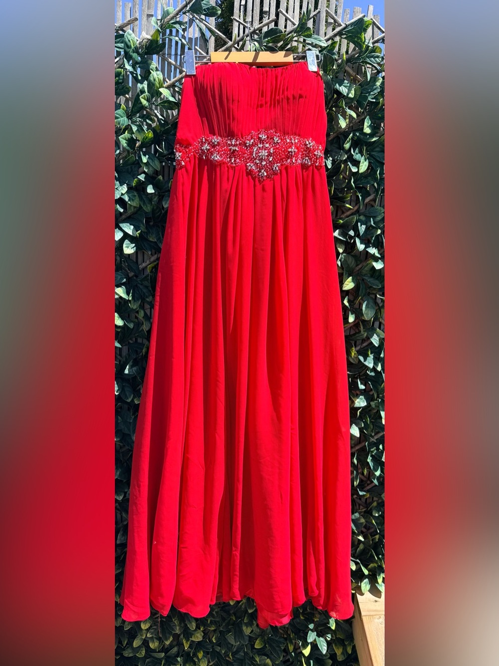 • May Queen Couture Diamond Rhinestone Chiffon Strapless Gown